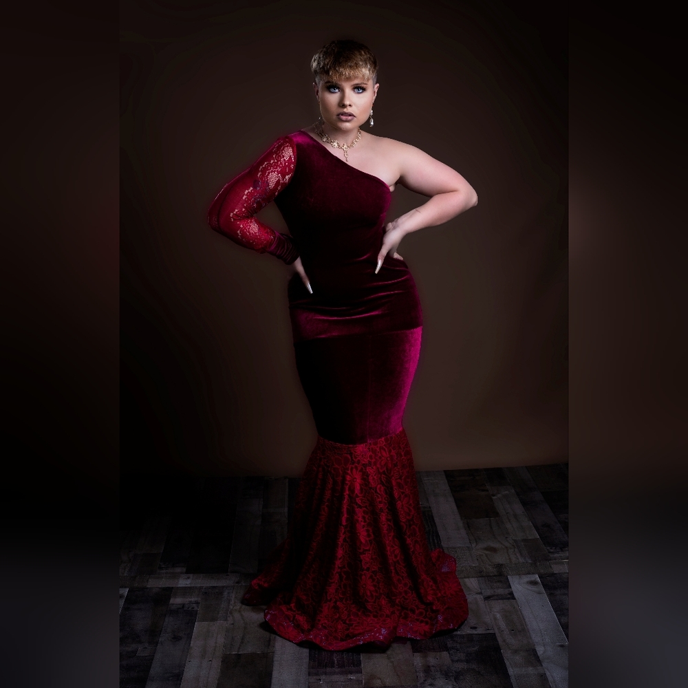 Burgundy Velvet Prom Dress